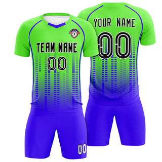 Custom Neon Green-Blue Printing Outdoor Tracksuit Soccer Sets Jersey - Style 1