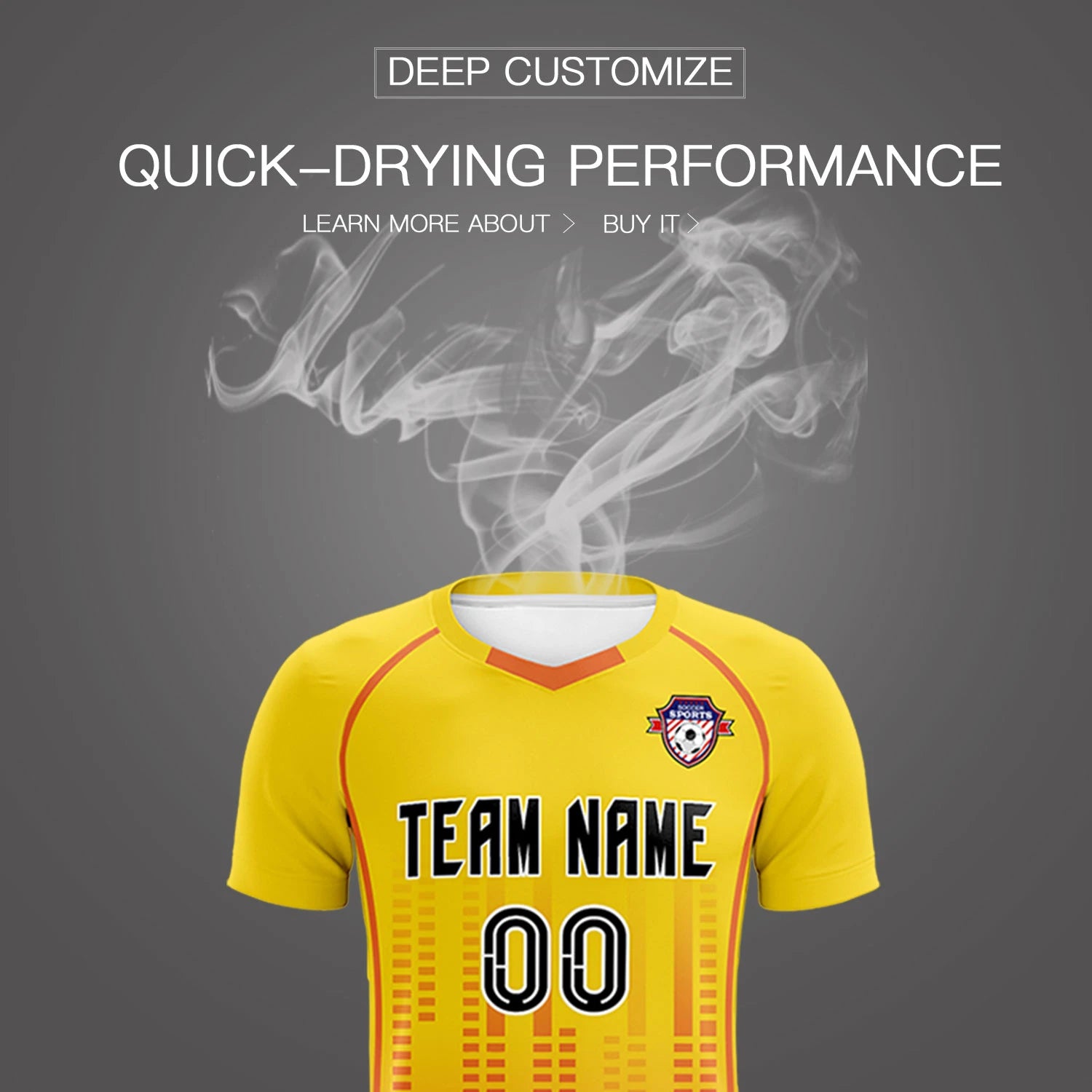 Custom Yellow Orange Printing Outdoor Tracksuit Soccer Sets Jersey