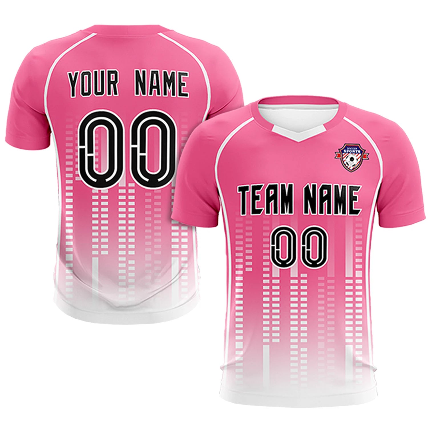 Custom Pink White Printing Outdoor Tracksuit Soccer Sets Jersey