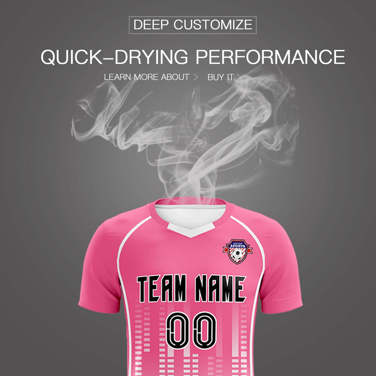 Custom Pink White Printing Outdoor Tracksuit Soccer Sets Jersey