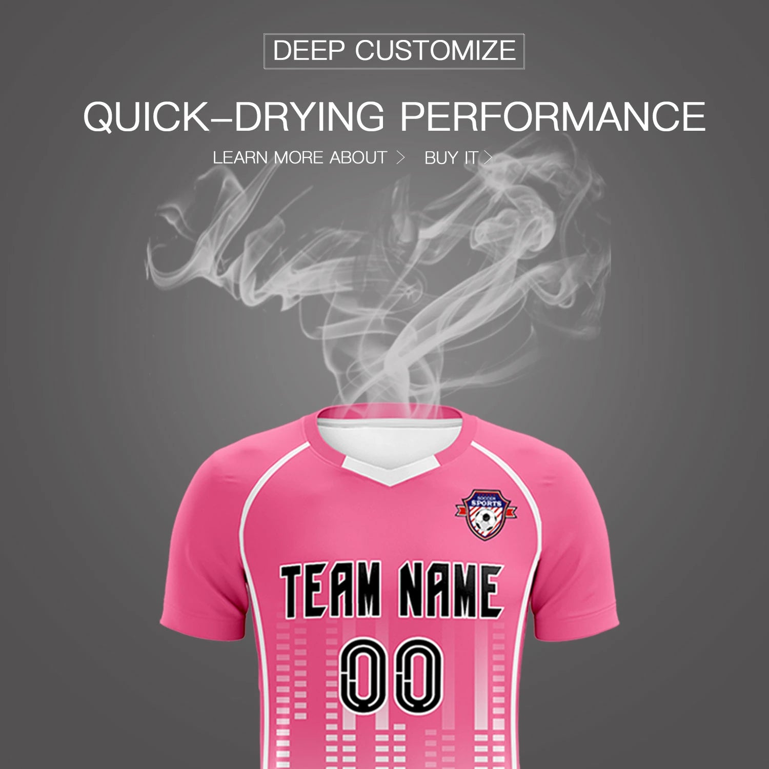 Custom Pink White Printing Outdoor Tracksuit Soccer Sets Jersey
