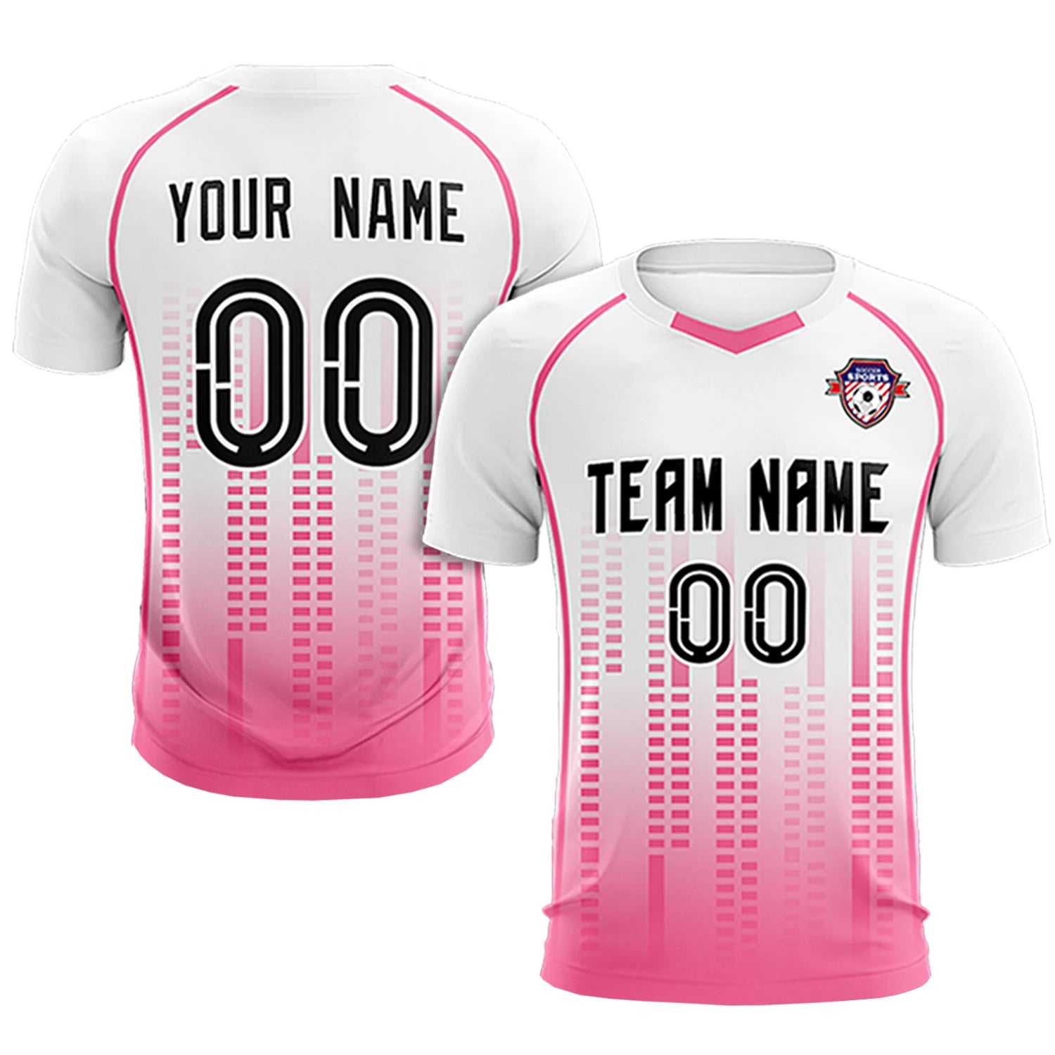 Custom White Pink Printing Outdoor Tracksuit Soccer Sets Jersey