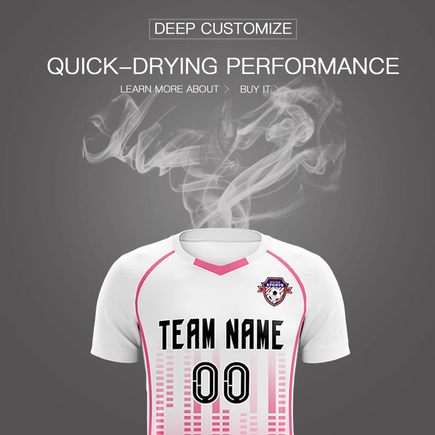 Custom White Pink Printing Outdoor Tracksuit Soccer Sets Jersey