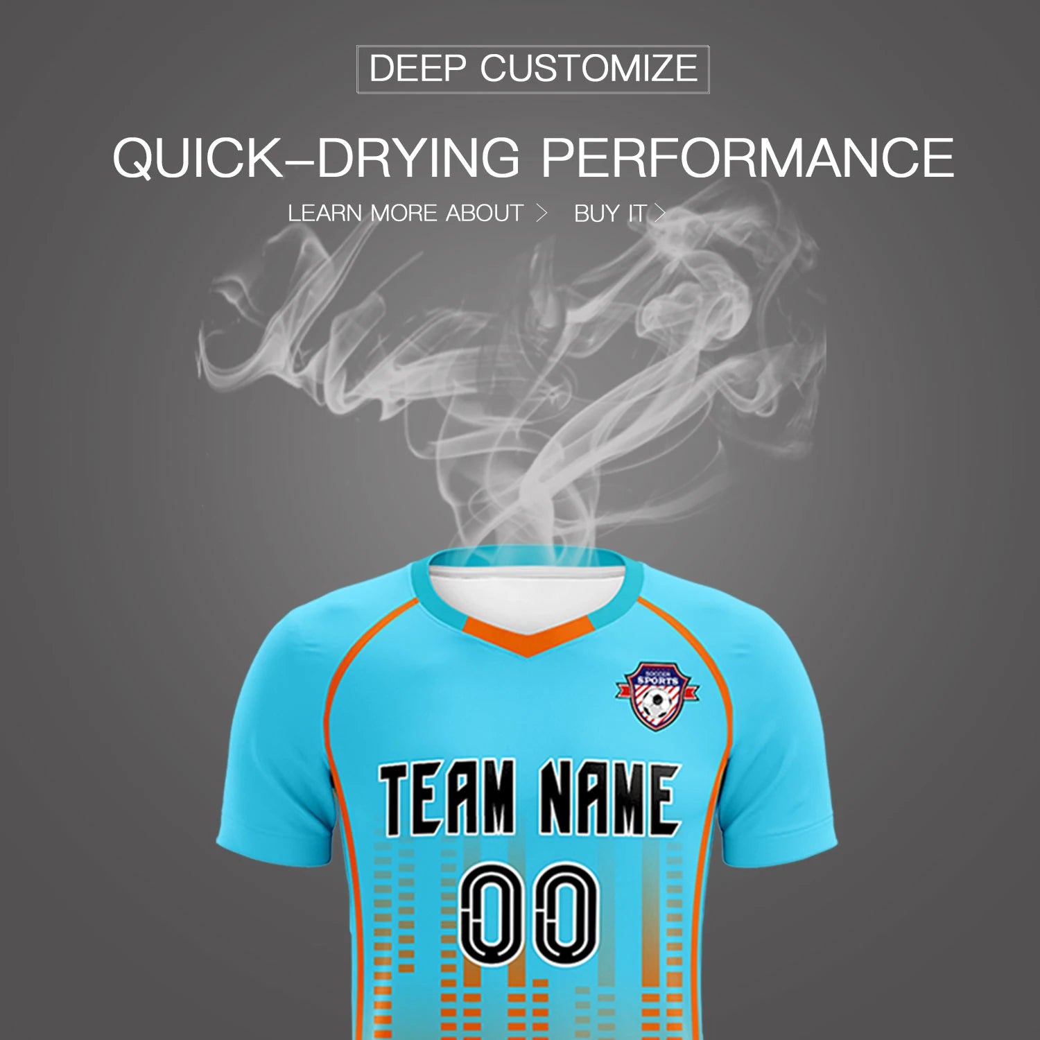 Custom Aqua Orange Printing Outdoor Tracksuit Soccer Sets Jersey