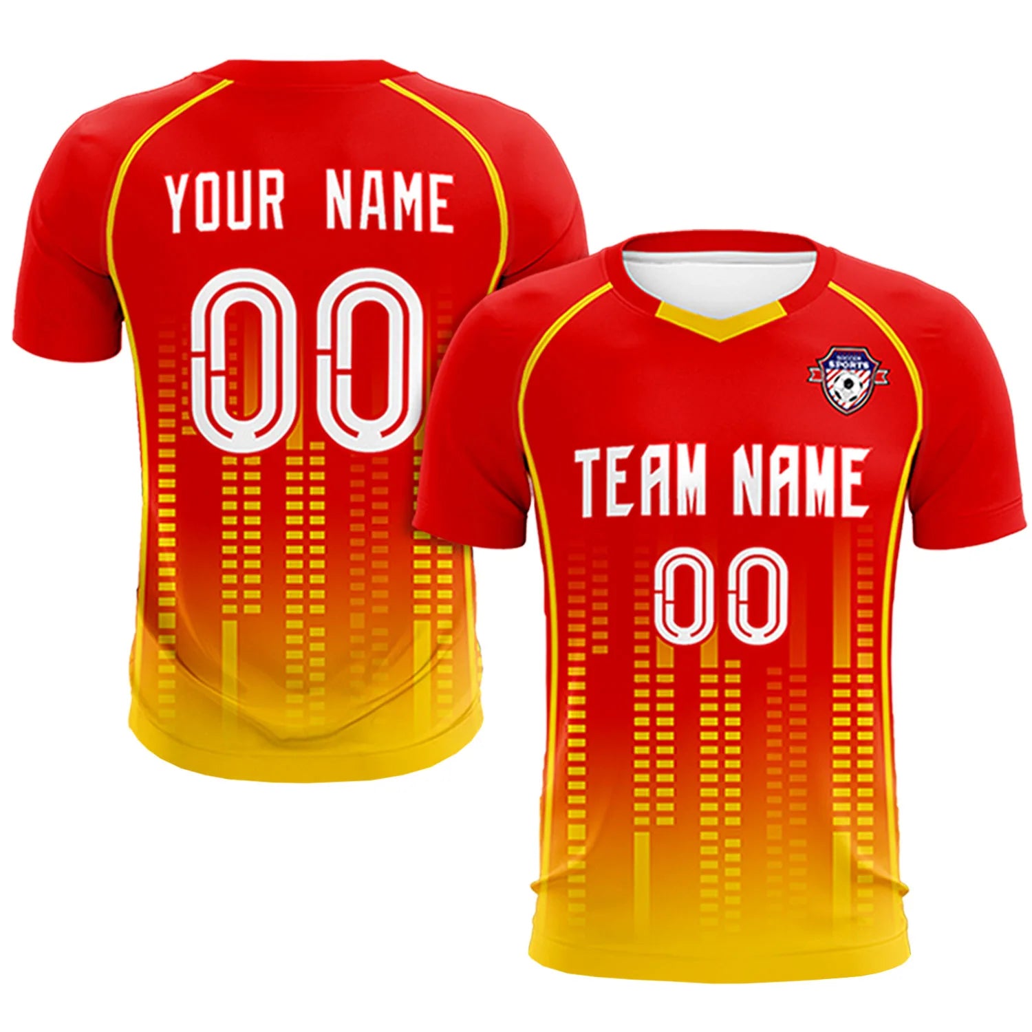 Custom Red Yellow Printing Outdoor Tracksuit Soccer Sets Jersey