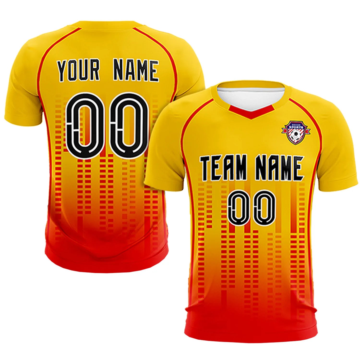 Custom Yellow Red Printing Outdoor Tracksuit Soccer Sets Jersey