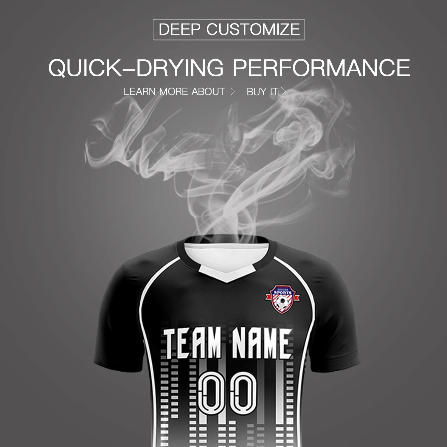 Custom Black White Printing Outdoor Tracksuit Soccer Sets Jersey