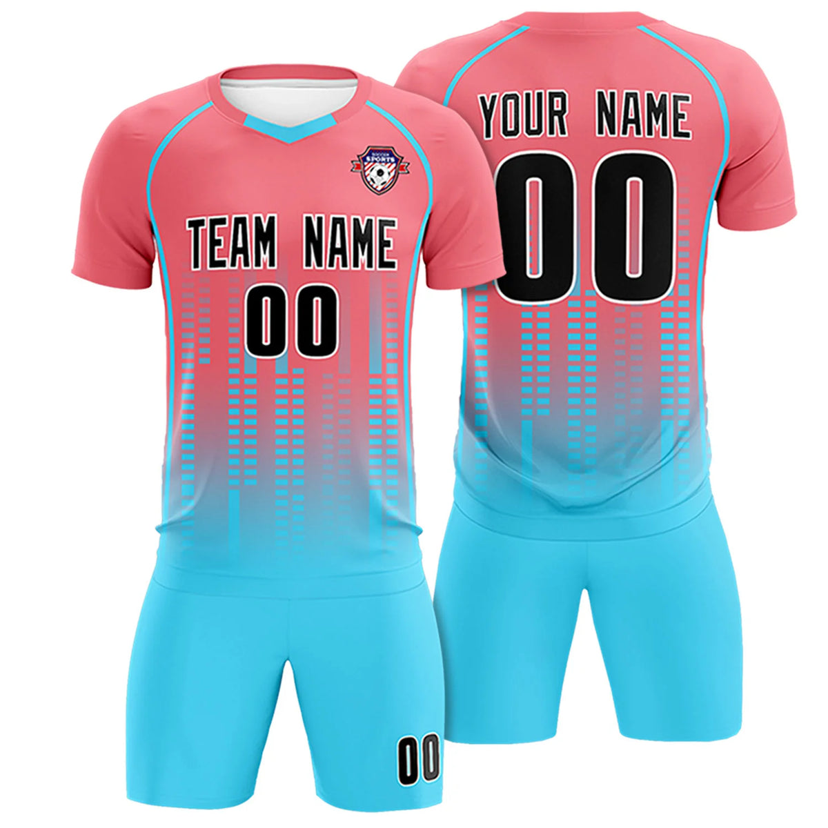 Custom Ligth Pink-Bright Green Printing Outdoor Tracksuit Soccer Sets Jersey