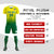 Custom Yellow Green Printing Outdoor Tracksuit Soccer Sets Jersey