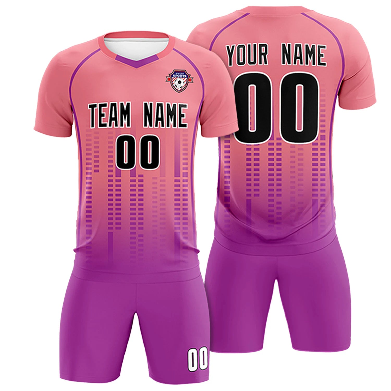 Custom Ligth Pink-Purple Printing Outdoor Tracksuit Soccer Sets Jersey