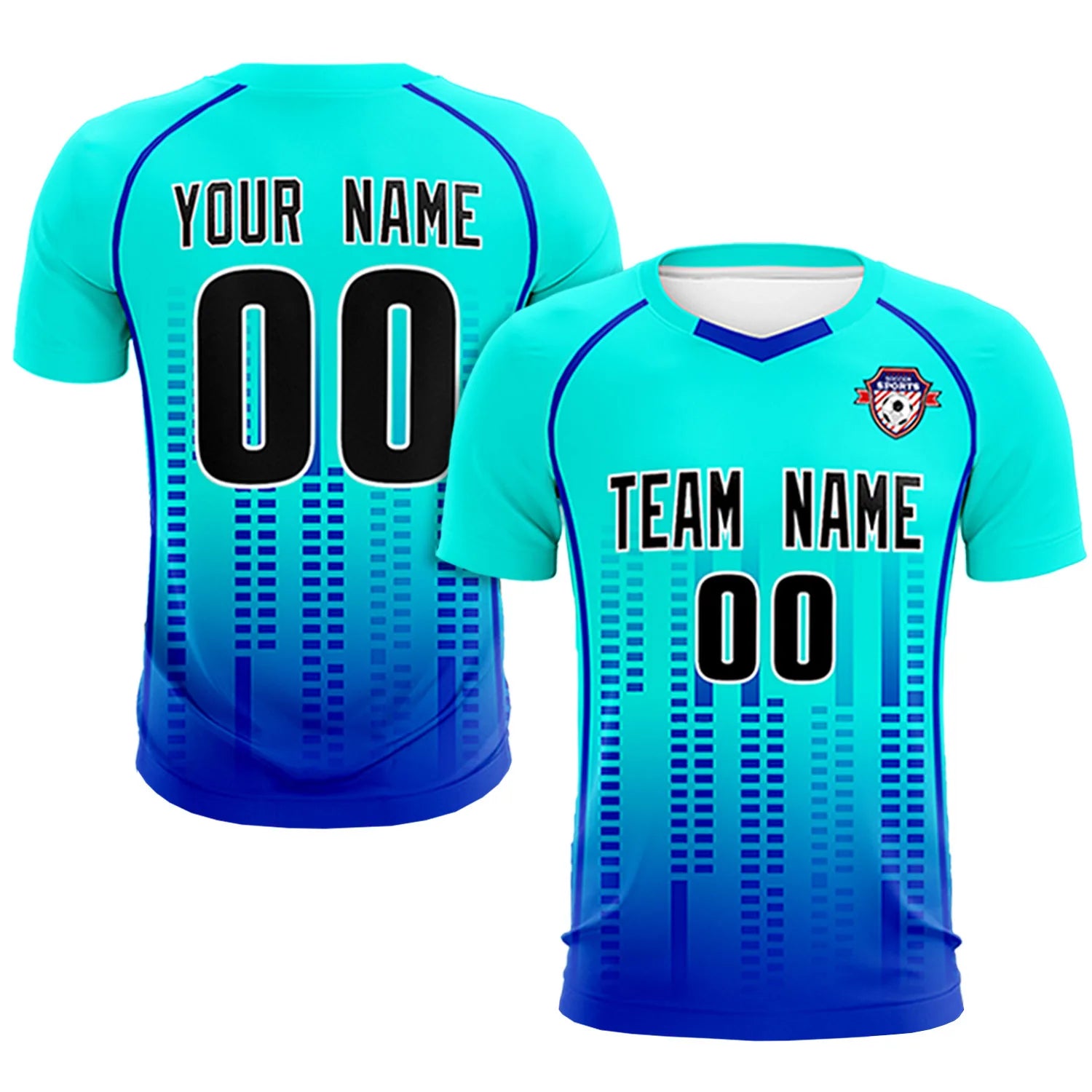 Custom Sky Blue-Blue Printing Outdoor Tracksuit Soccer Sets Jersey