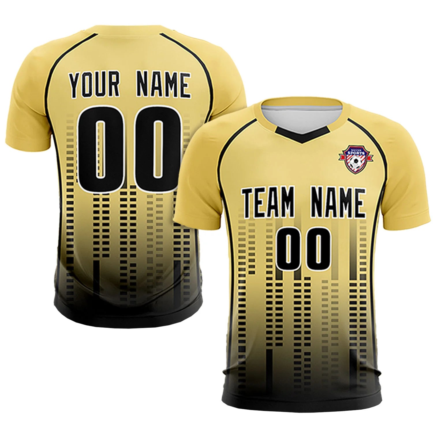 Custom Khaki Black Printing Outdoor Tracksuit Soccer Sets Jersey