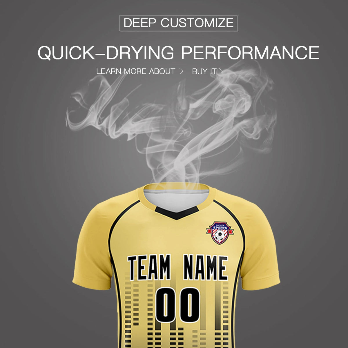 Custom Khaki Black Printing Outdoor Tracksuit Soccer Sets Jersey