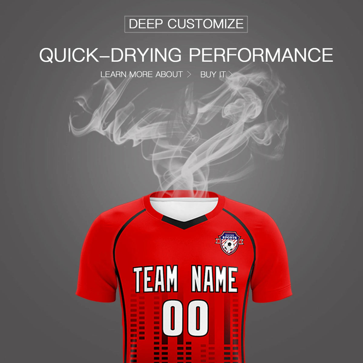 Custom Red Black Printing Outdoor Tracksuit Soccer Sets Jersey