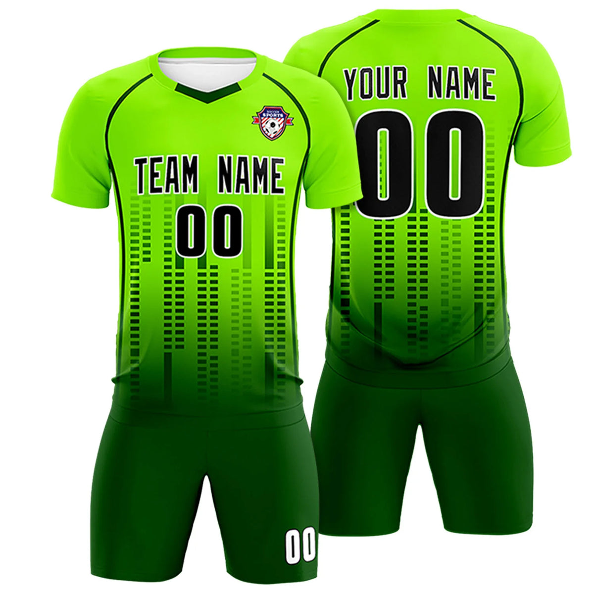 Custom Neon Green-Green Printing Outdoor Tracksuit Soccer Sets Jersey