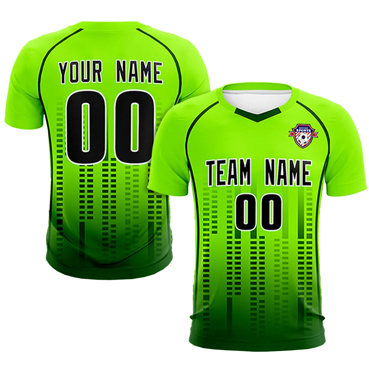 Custom Neon Green-Green Printing Outdoor Tracksuit Soccer Sets Jersey