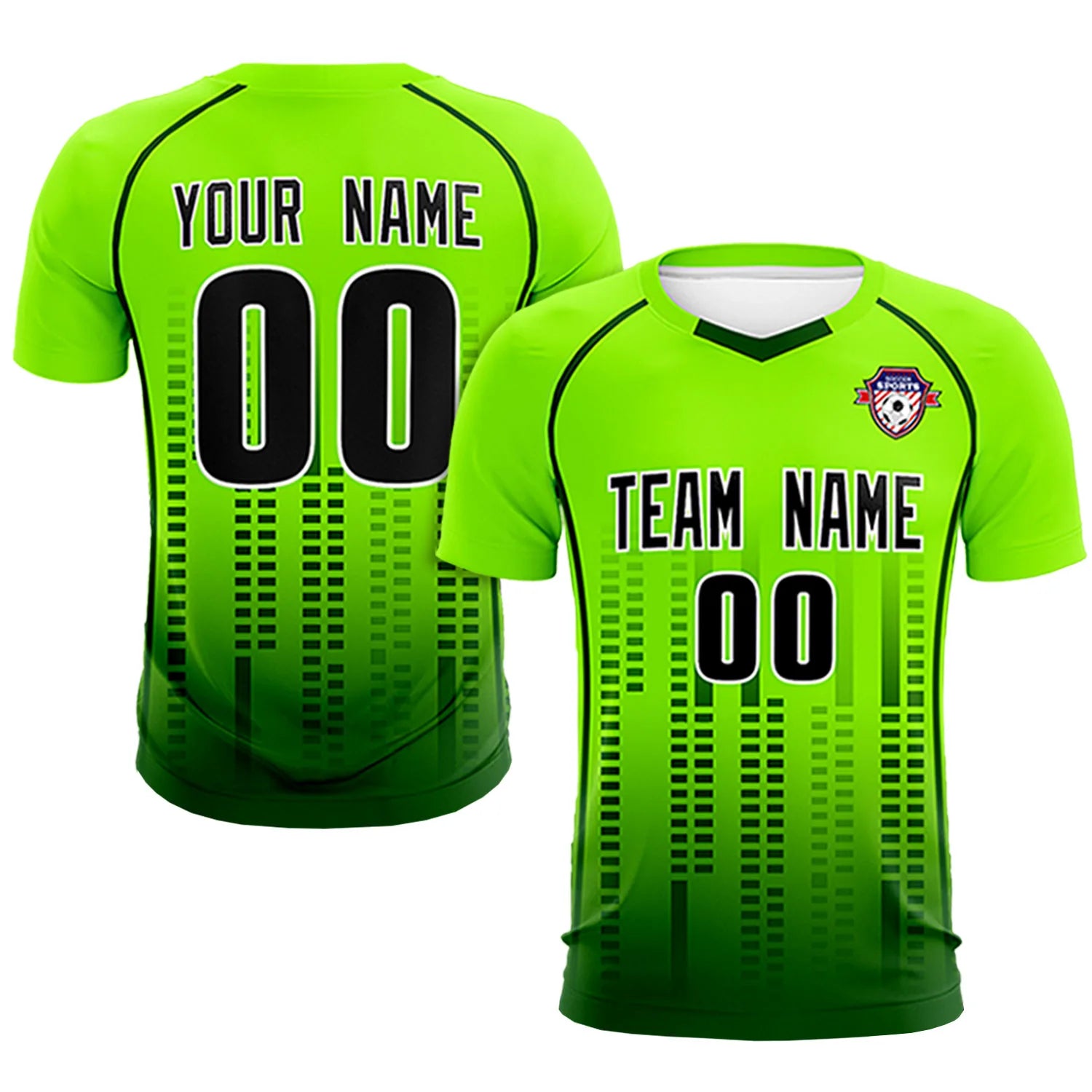 Custom Neon Green-Green Printing Outdoor Tracksuit Soccer Sets Jersey