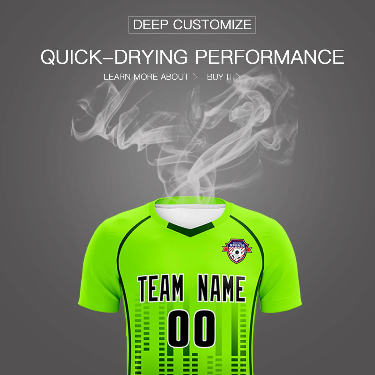 Custom Neon Green-Green Printing Outdoor Tracksuit Soccer Sets Jersey
