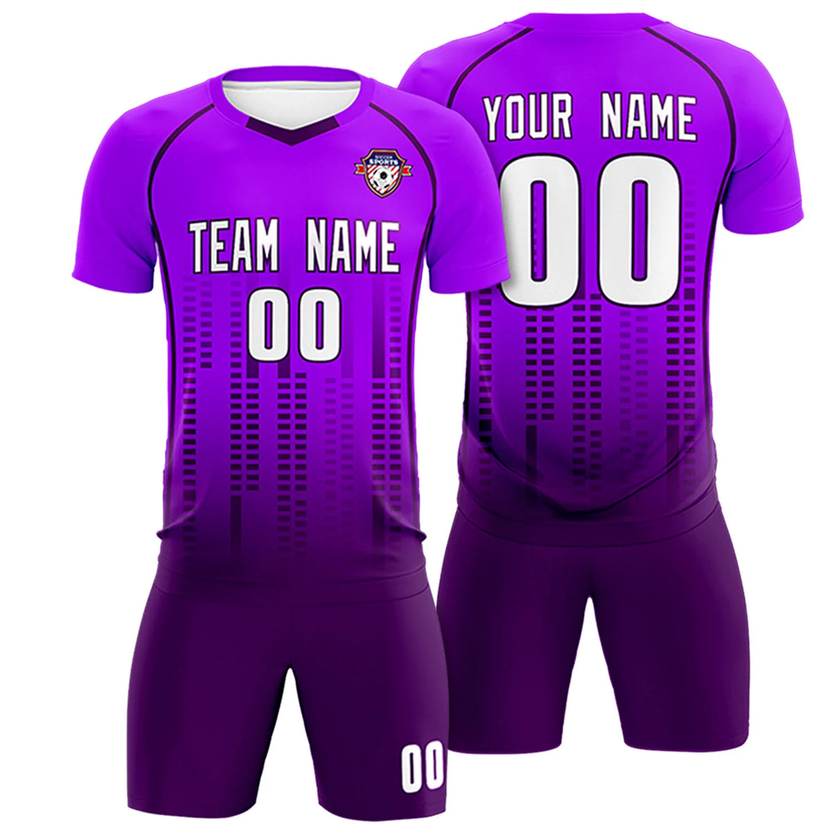 Custom Purple-Drak Purple Printing Outdoor Tracksuit Soccer Sets Jersey