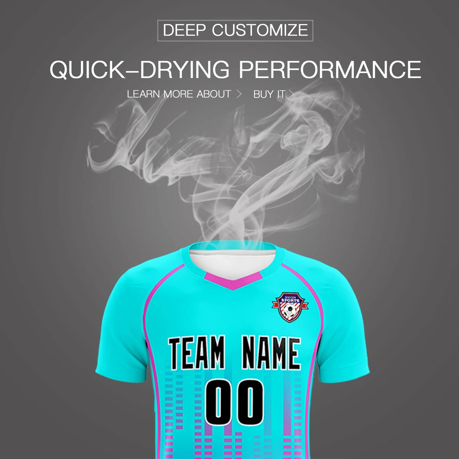 Custom Sky Blue-Pink Printing Outdoor Tracksuit Soccer Sets Jersey