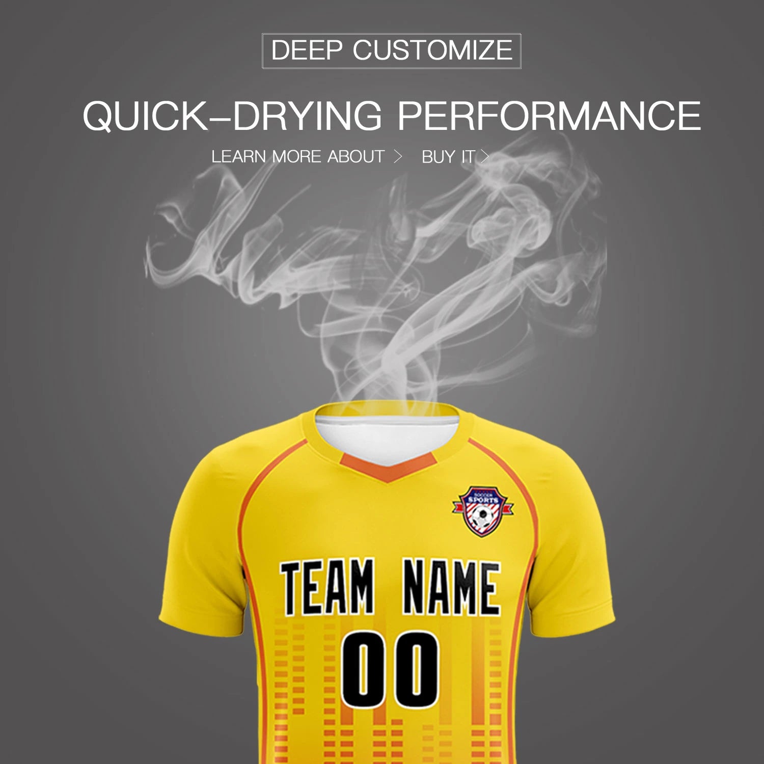 Custom Yellow Orange Printing Outdoor Tracksuit Soccer Sets Jersey