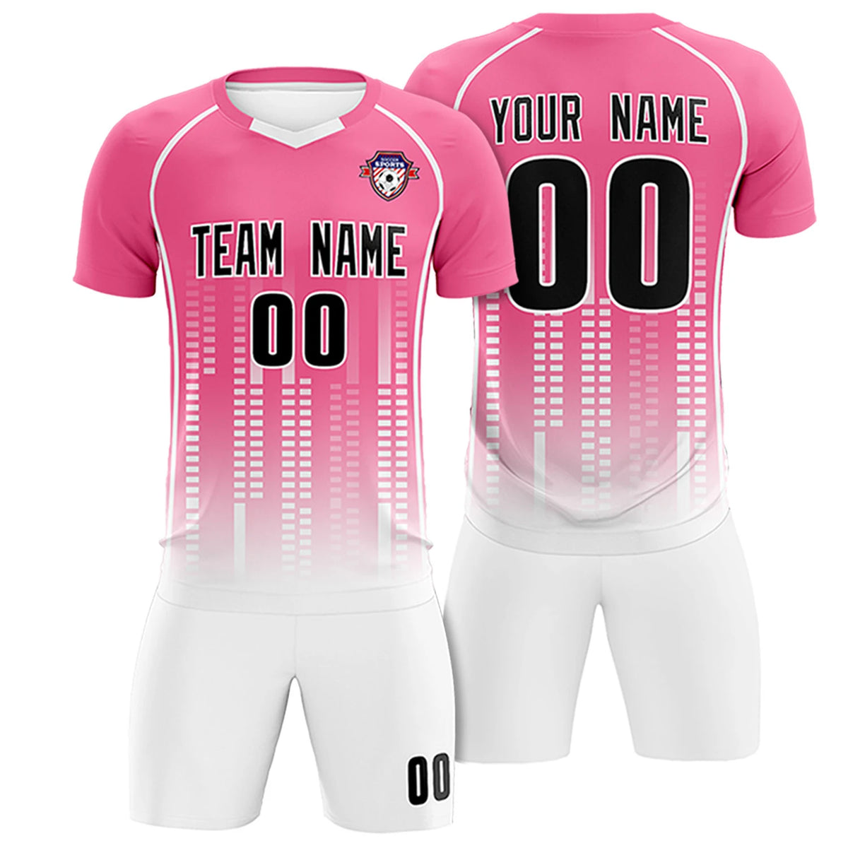 Custom Pink White Printing Outdoor Tracksuit Soccer Sets Jersey