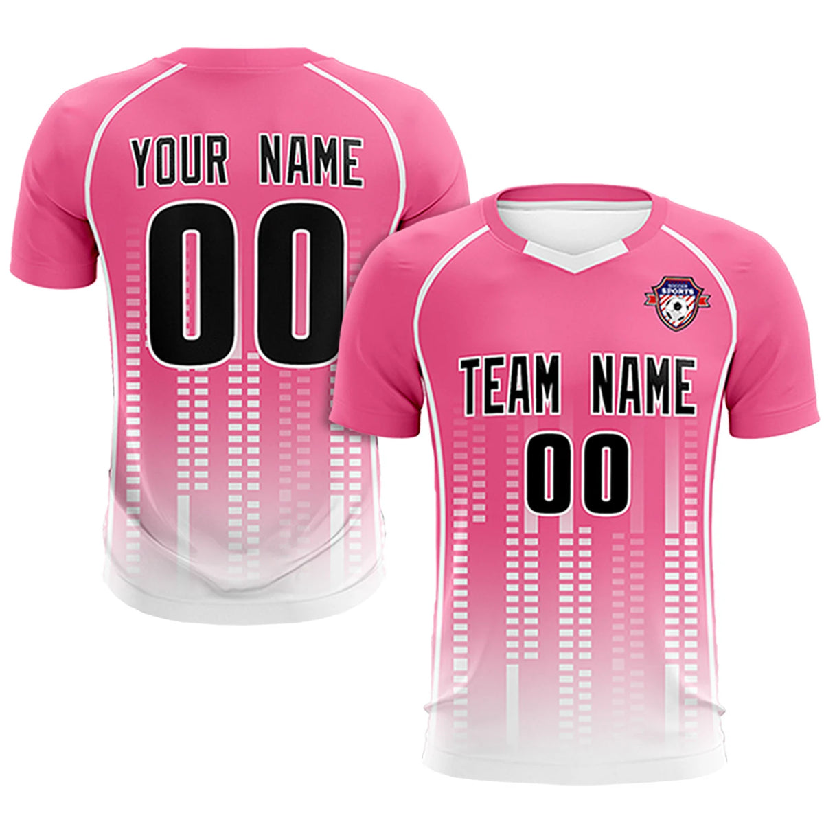 Custom Pink White Printing Outdoor Tracksuit Soccer Sets Jersey