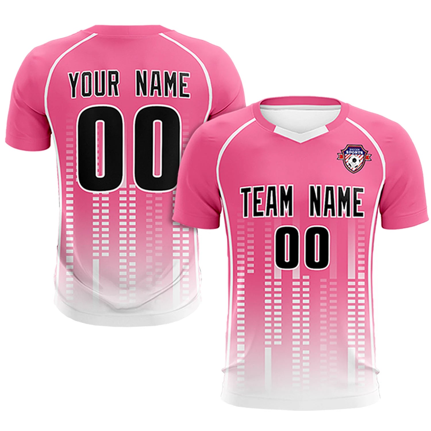 Custom Pink White Printing Outdoor Tracksuit Soccer Sets Jersey