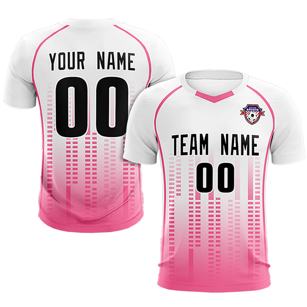 Custom White Pink Printing Outdoor Tracksuit Soccer Sets Jersey