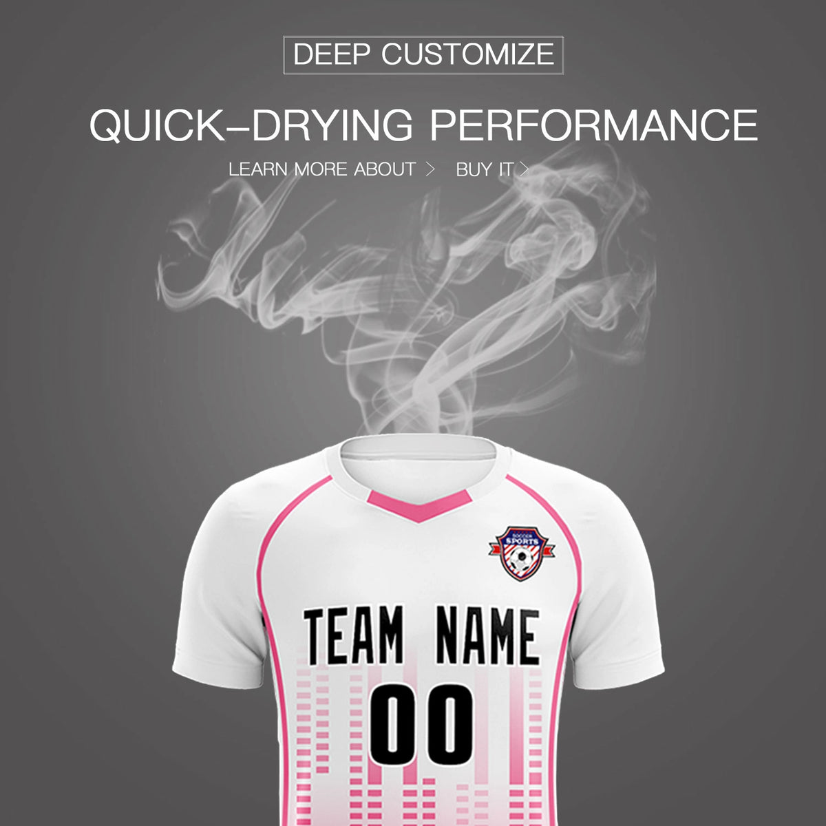 Custom White Pink Printing Outdoor Tracksuit Soccer Sets Jersey