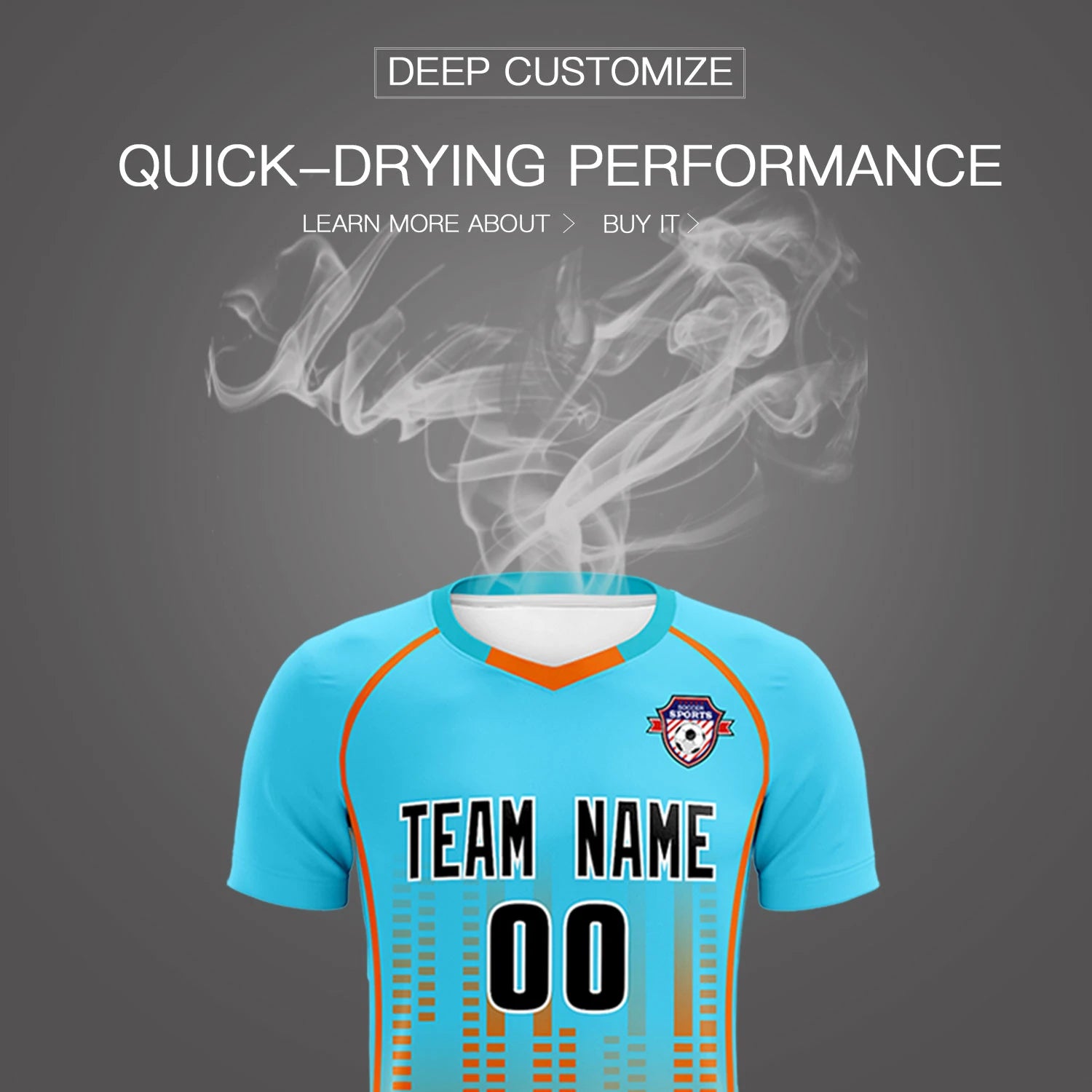 Custom Aqua Orange Printing Outdoor Tracksuit Soccer Sets Jersey