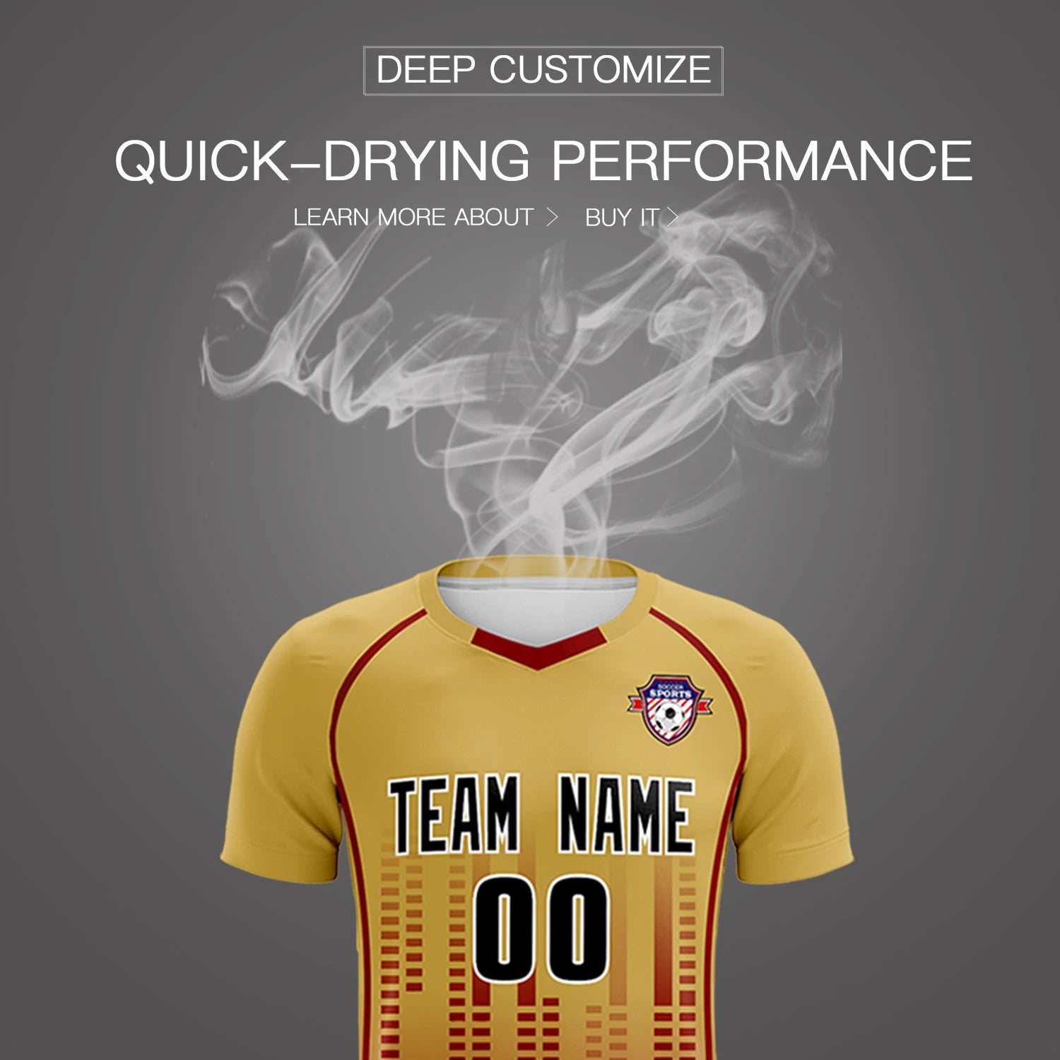 Custom Old Gold-Crimson Printing Outdoor Tracksuit Soccer Sets Jersey