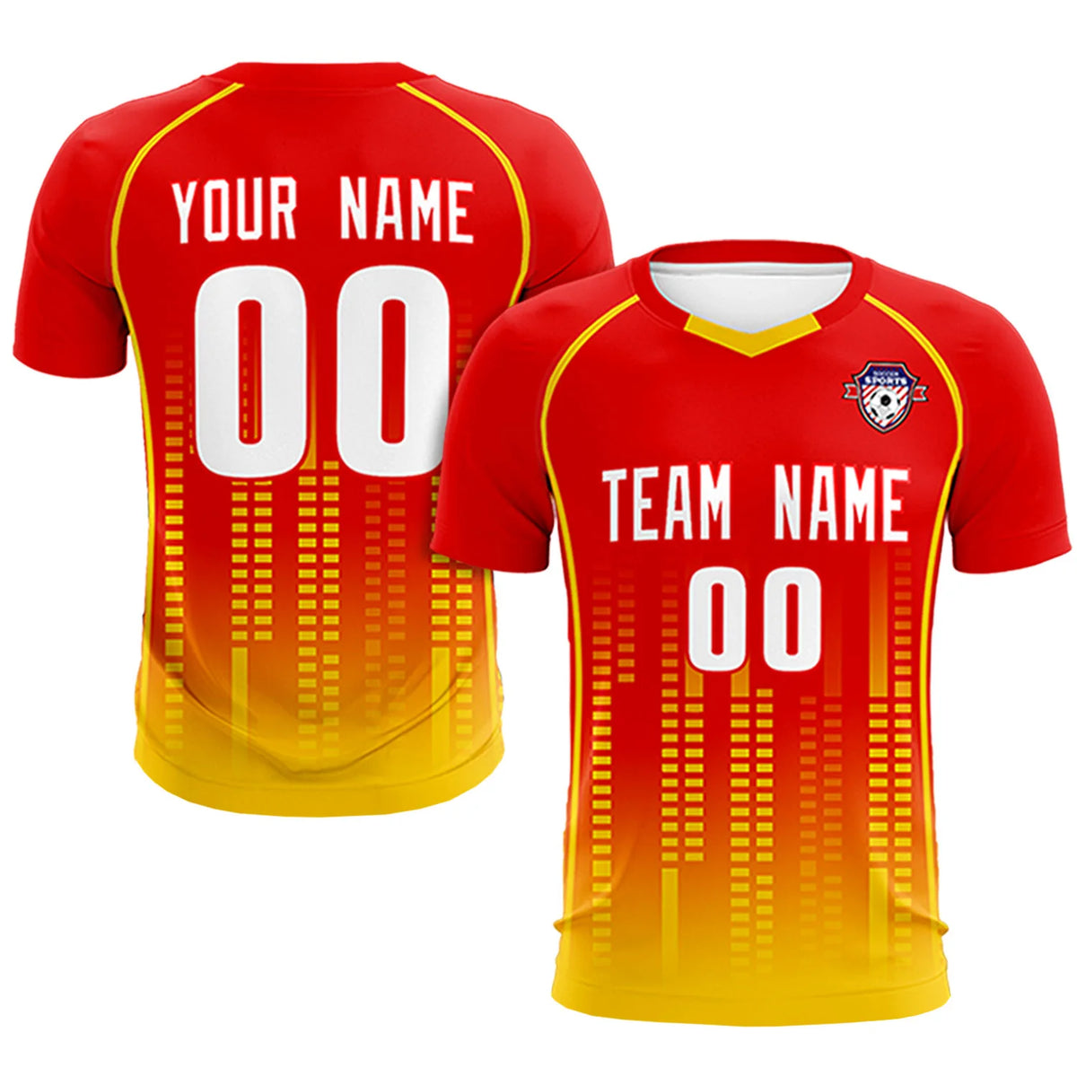Custom Red Yellow Printing Outdoor Tracksuit Soccer Sets Jersey