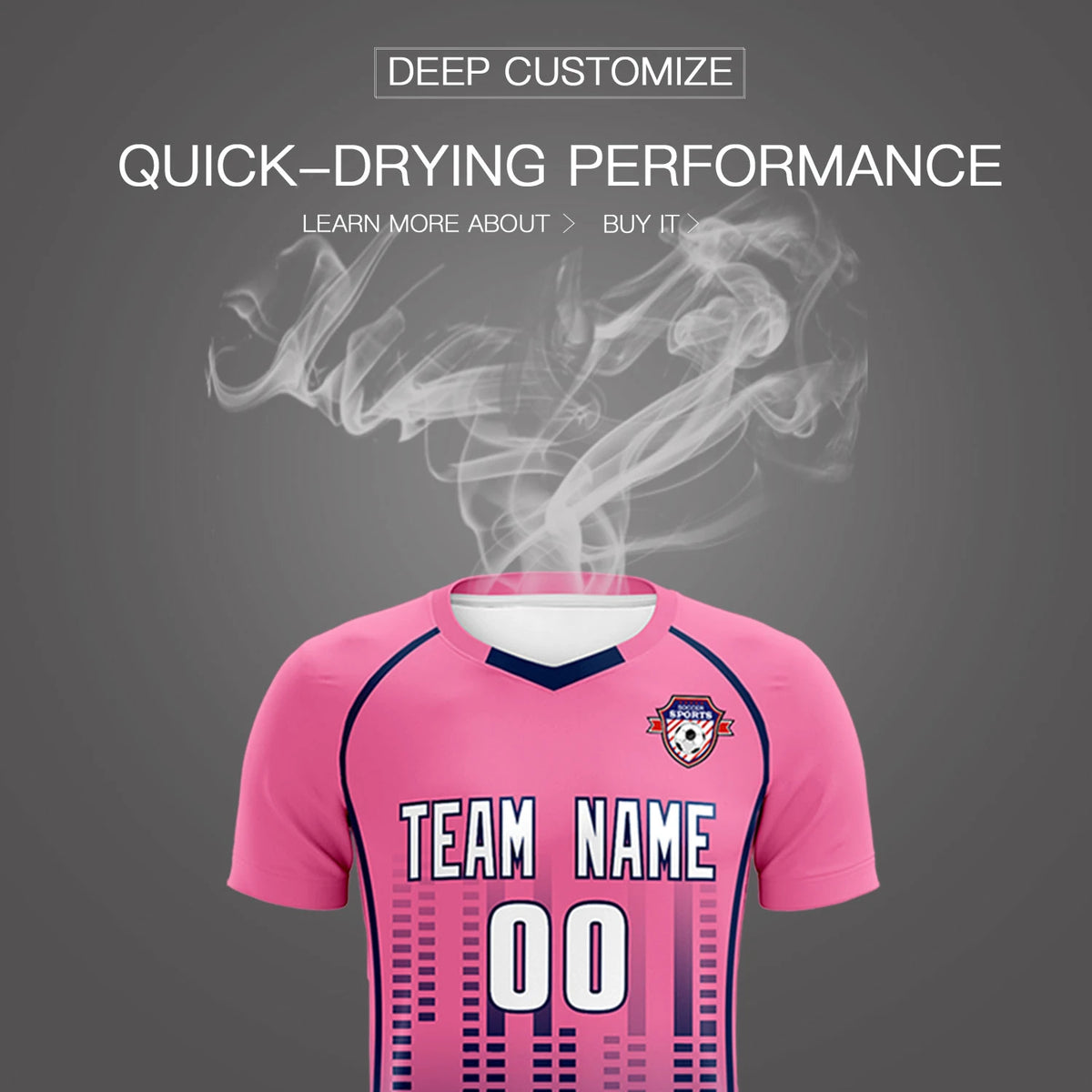 Custom Pink Navy Printing Outdoor Tracksuit Soccer Sets Jersey