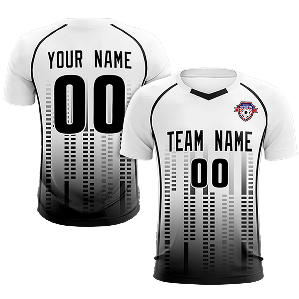Custom White Black Printing Outdoor Tracksuit Soccer Sets Jersey