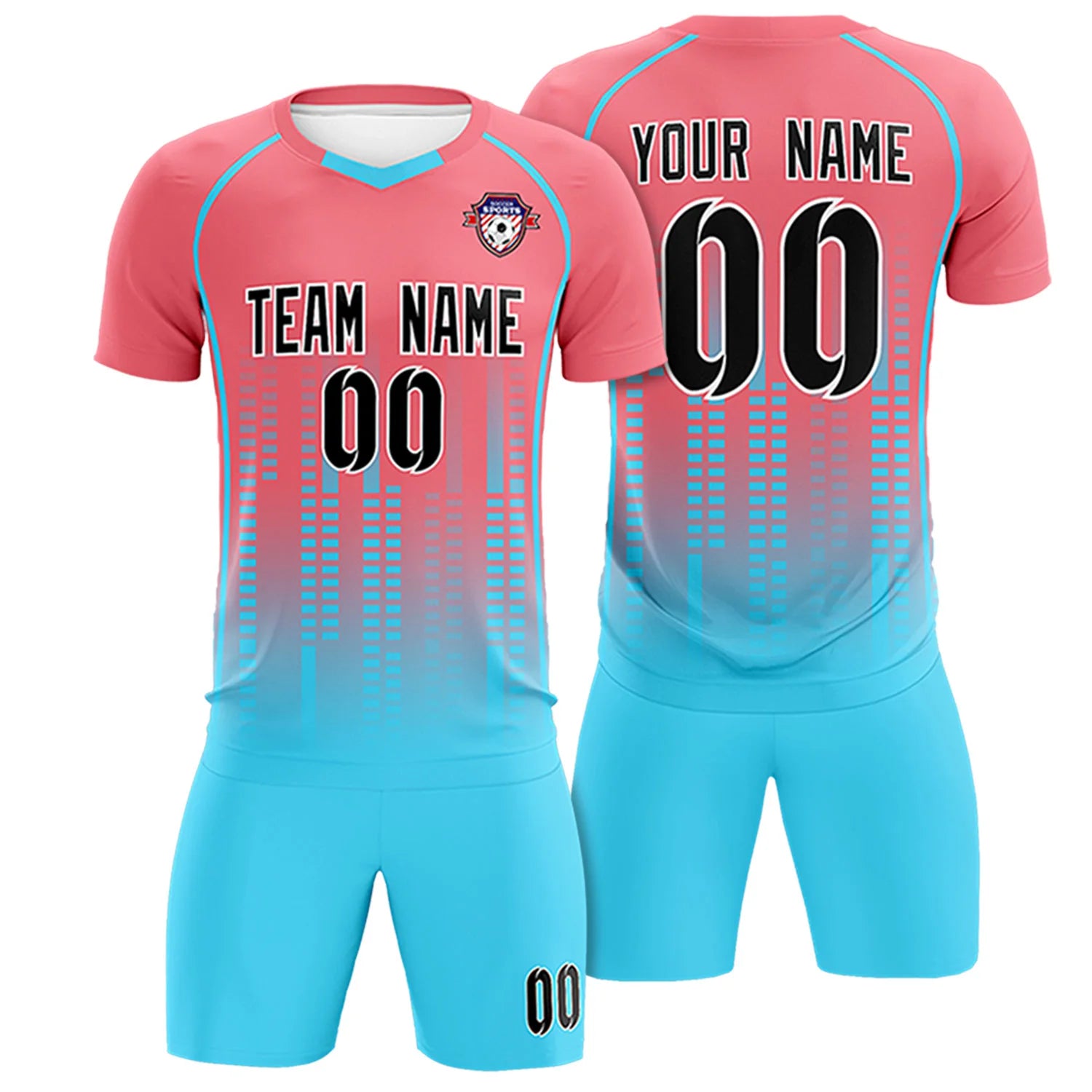 Custom Ligth Pink-Bright Green Printing Outdoor Tracksuit Soccer Sets Jersey