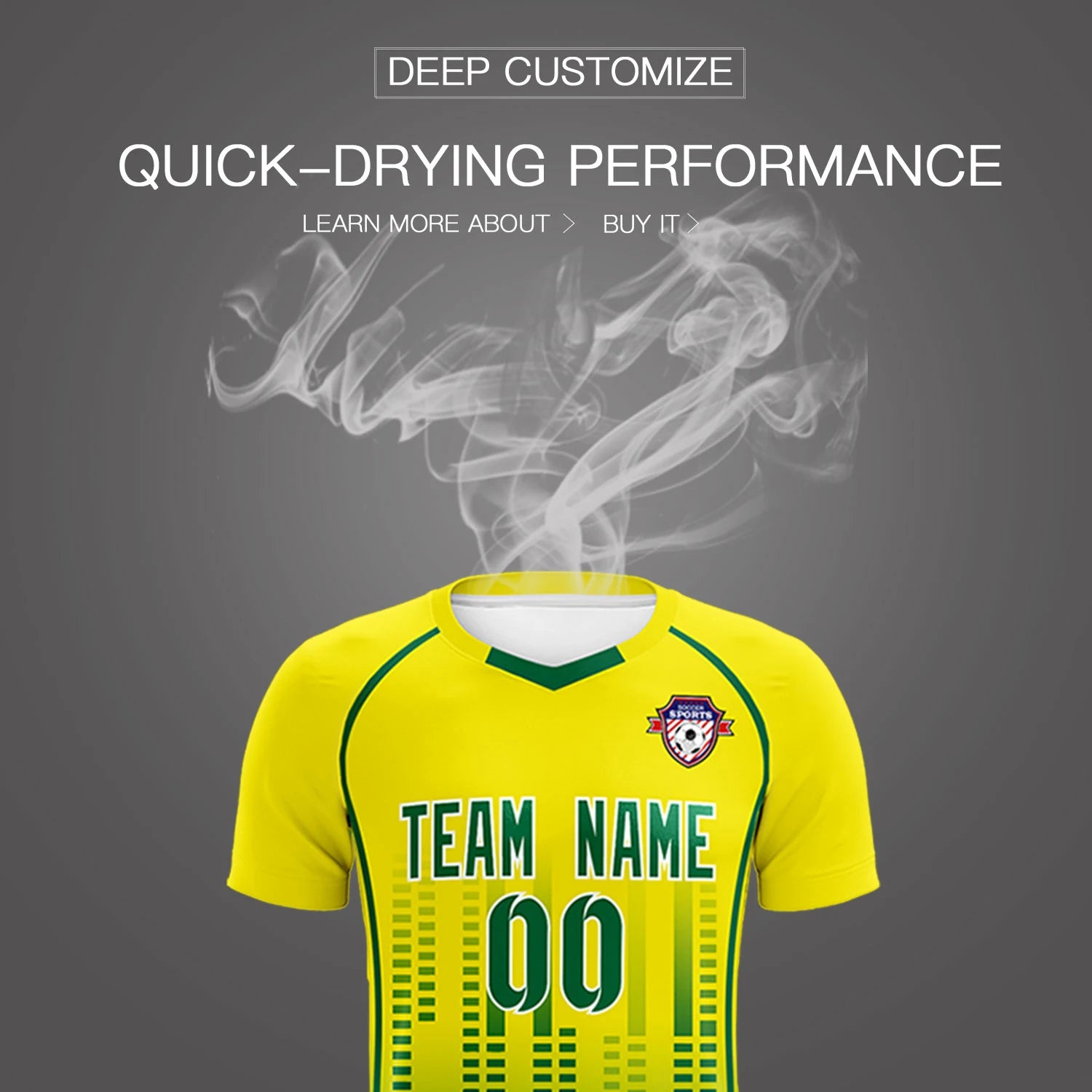 Custom Yellow Green Printing Outdoor Tracksuit Soccer Sets Jersey