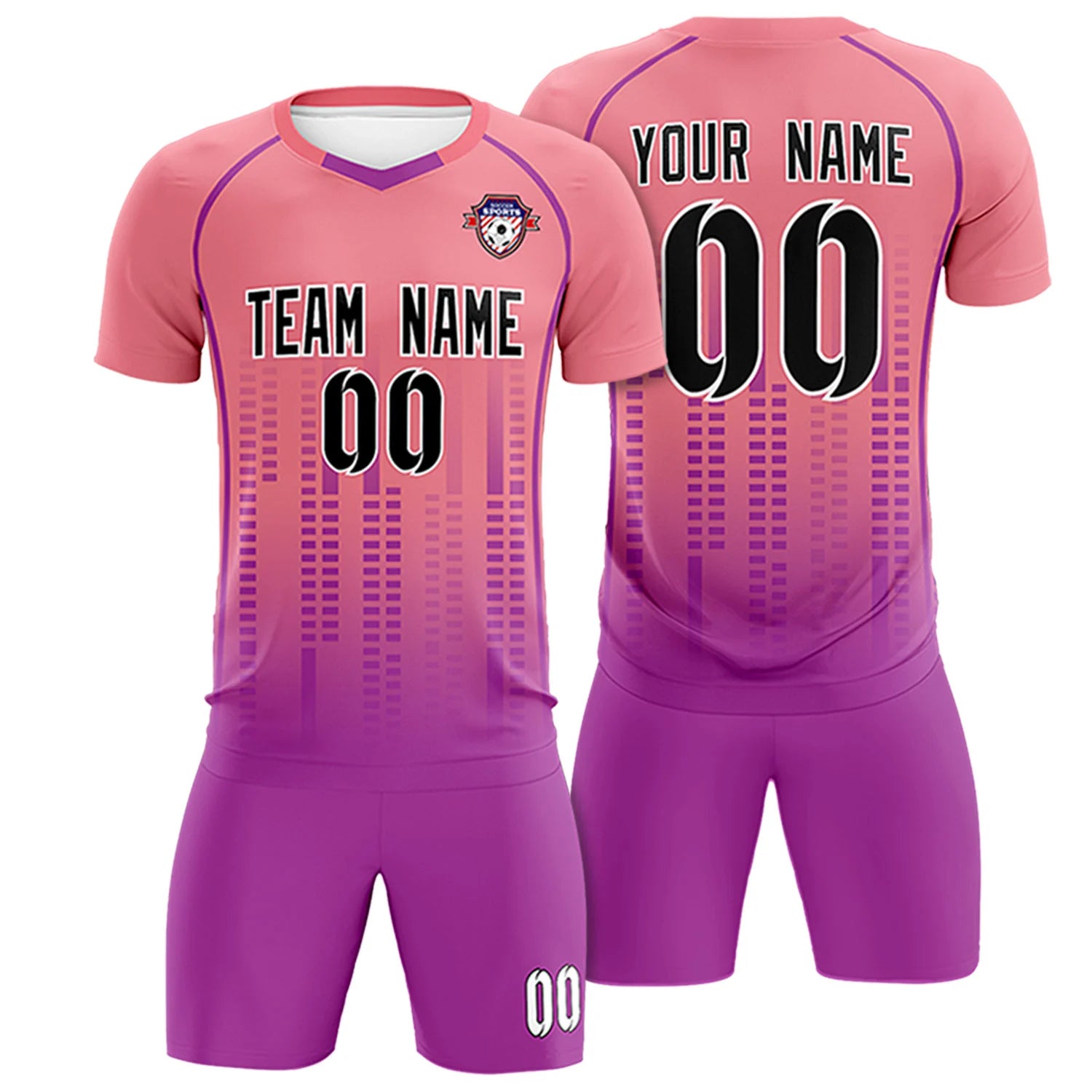 Custom Ligth Pink-Purple Printing Outdoor Tracksuit Soccer Sets Jersey