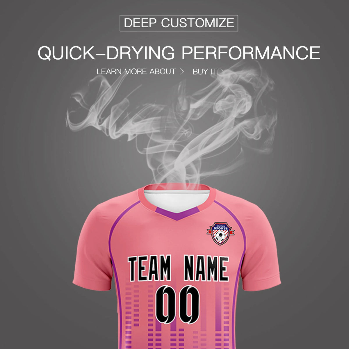 Custom Ligth Pink-Purple Printing Outdoor Tracksuit Soccer Sets Jersey
