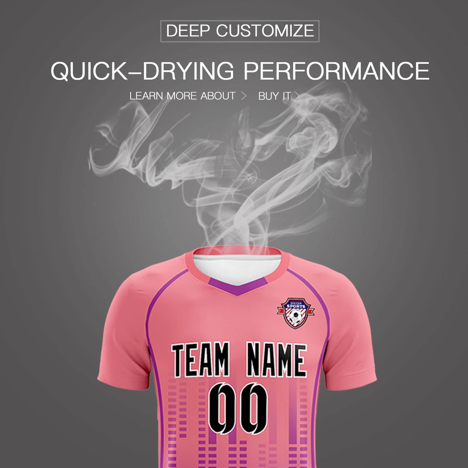 Custom Ligth Pink-Purple Printing Outdoor Tracksuit Soccer Sets Jersey