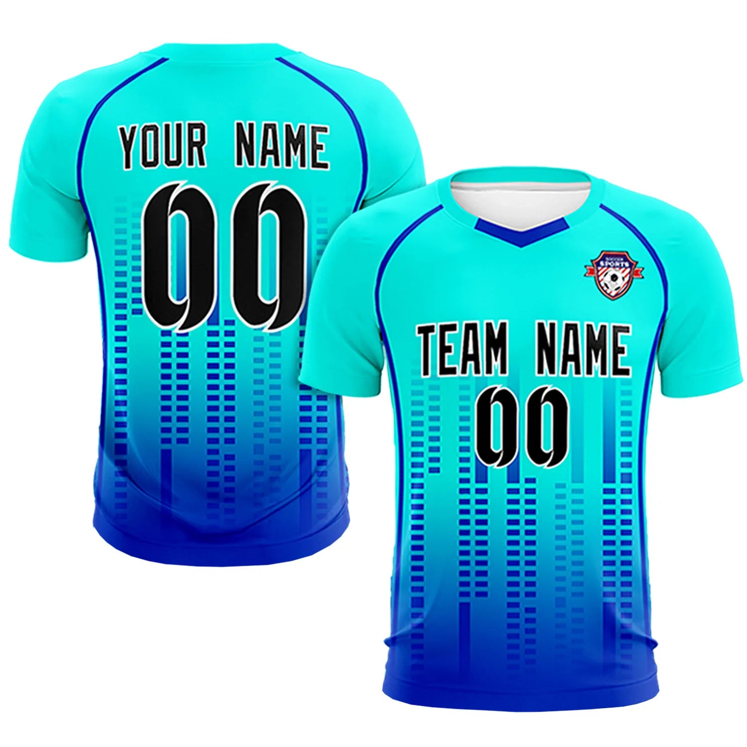 Custom Sky Blue-Blue Printing Outdoor Tracksuit Soccer Sets Jersey
