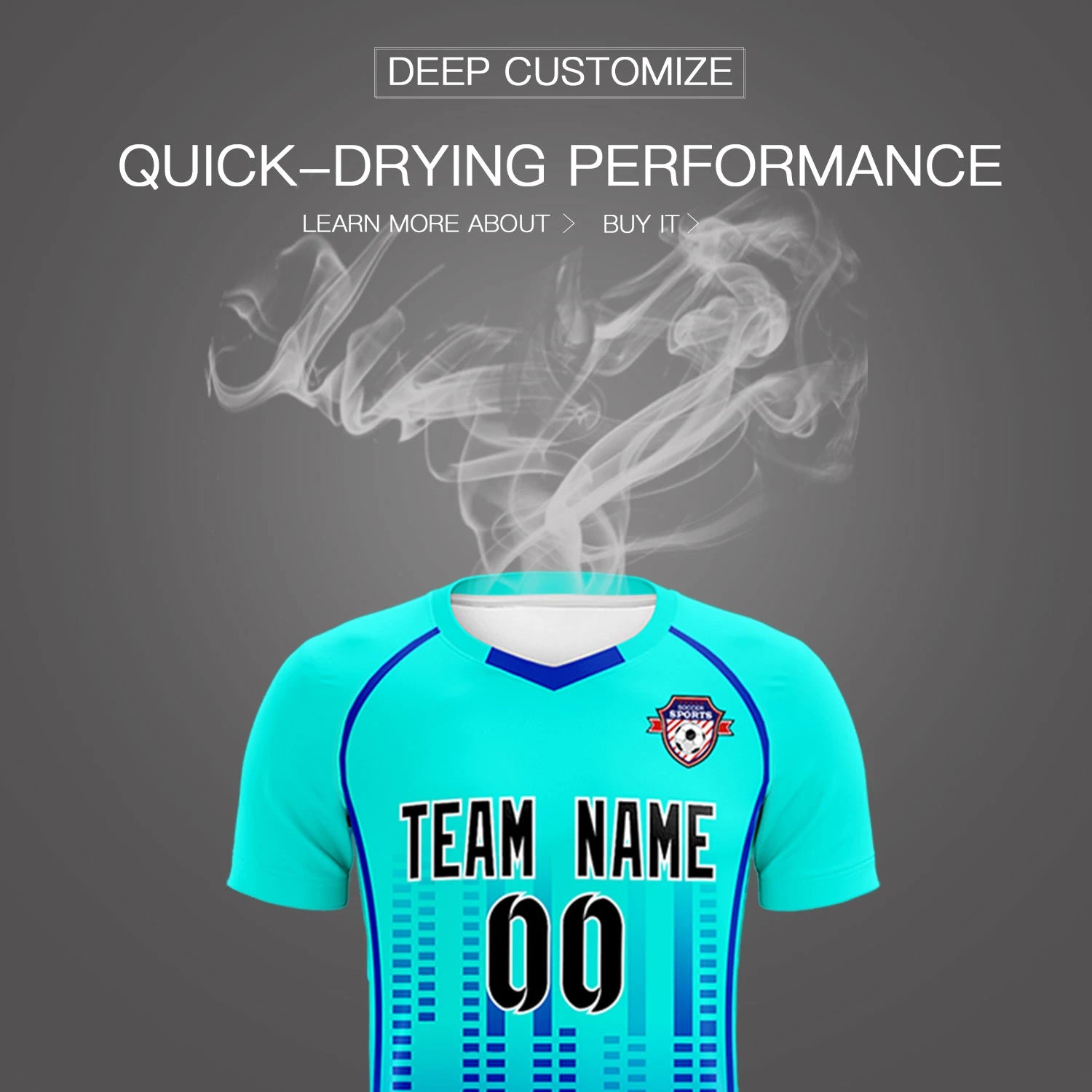 Custom Sky Blue-Blue Printing Outdoor Tracksuit Soccer Sets Jersey