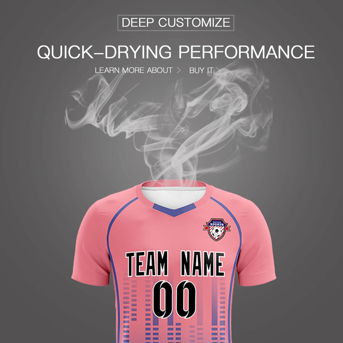 Custom Ligth Pink-Light Purple Printing Outdoor Tracksuit Soccer Sets Jersey
