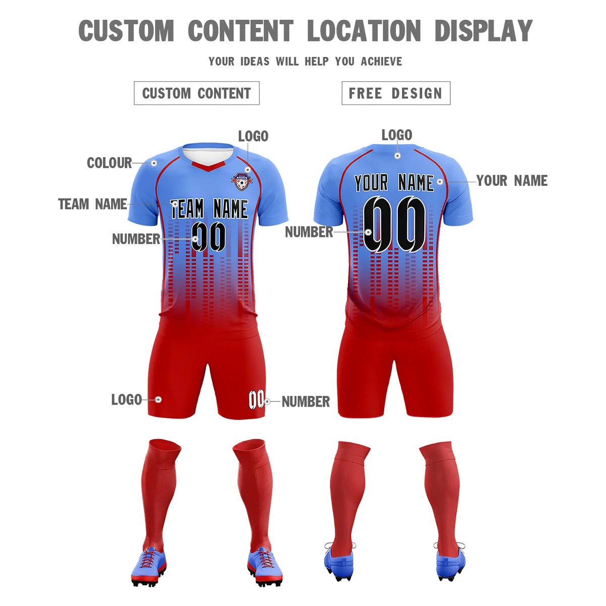 Custom Ligth Pink-Red Printing Outdoor Tracksuit Soccer Sets Jersey