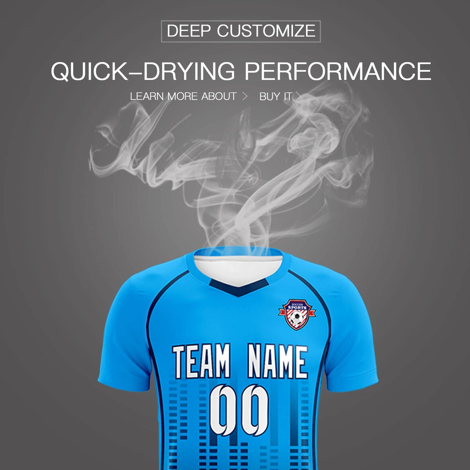 Custom Powder Blue-Navy Printing Outdoor Tracksuit Soccer Sets Jersey