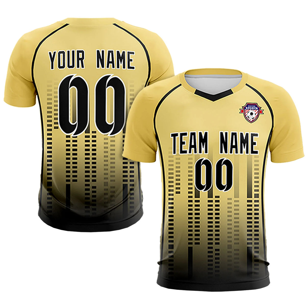 Custom Khaki Black Printing Outdoor Tracksuit Soccer Sets Jersey