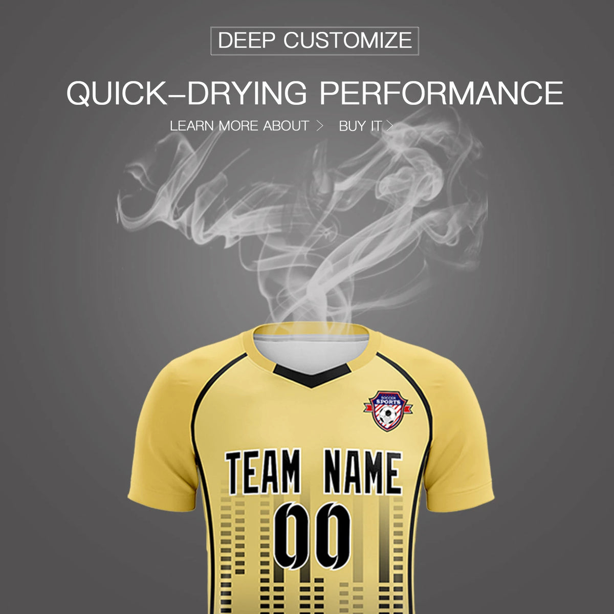 Custom Khaki Black Printing Outdoor Tracksuit Soccer Sets Jersey