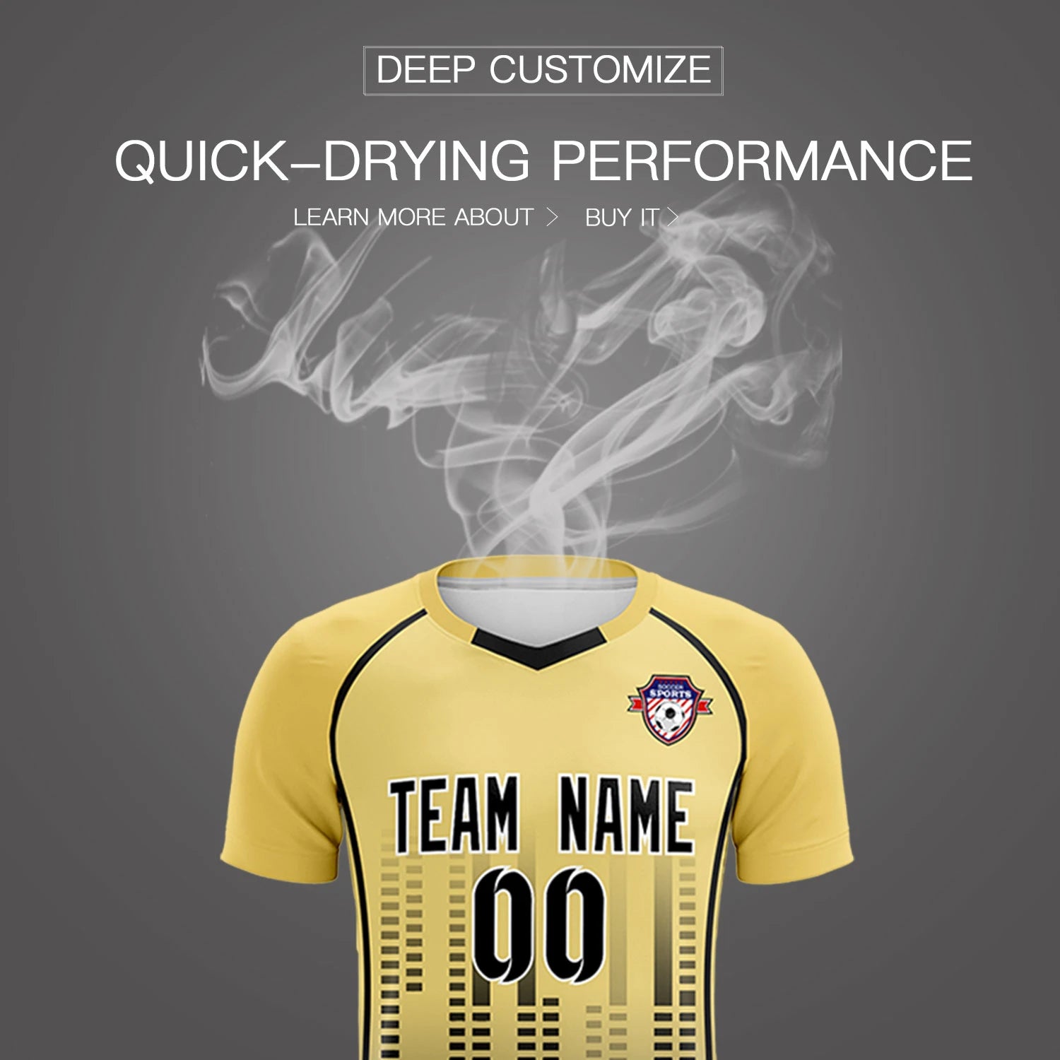 Custom Khaki Black Printing Outdoor Tracksuit Soccer Sets Jersey