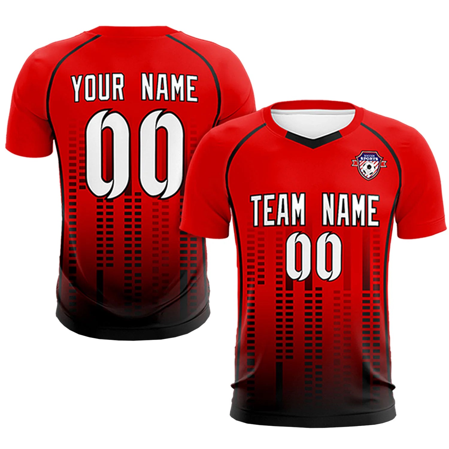 Custom Red Black Printing Outdoor Tracksuit Soccer Sets Jersey