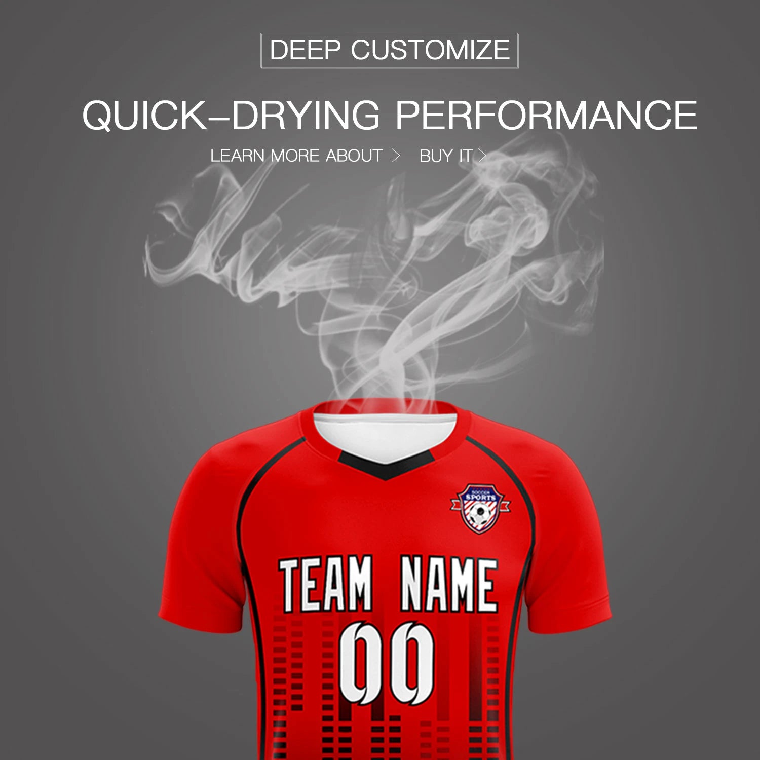 Custom Red Black Printing Outdoor Tracksuit Soccer Sets Jersey
